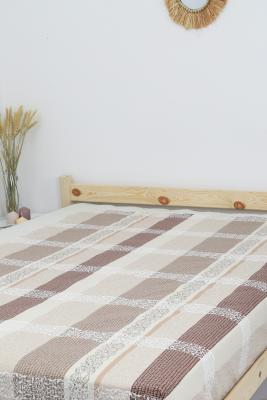 Простыня на резинке бязь 142г/м2 Орнамент коричневый/бежевый