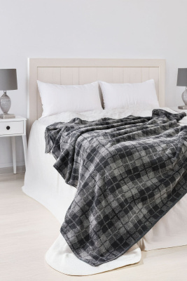 Простыня махровая Английская клетка 150х200 графит